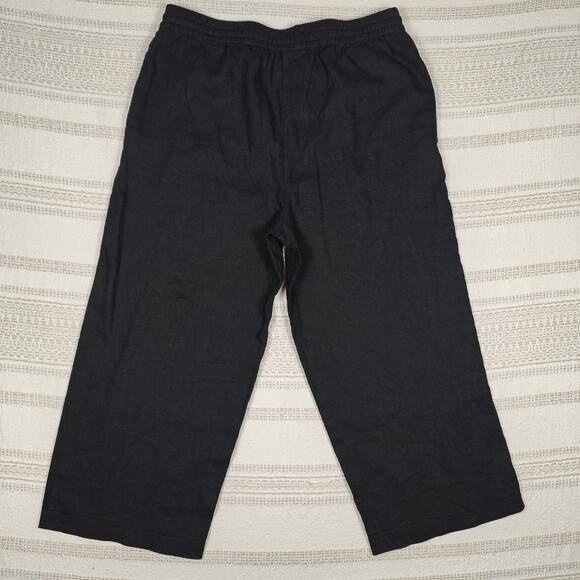 DKNY Pure Black Wide Leg Capri Pants with Pockets Size M - Picture 2 of 9